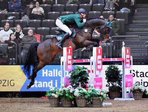 Landskron und André Stude in der Messe Leipzig am Sprung
