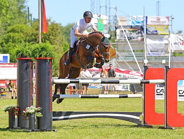 Reiter und Pferd am Sprung